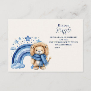 Blue Rainbow Lion Baby Shower Diapper Raffle  Enclosure Card
