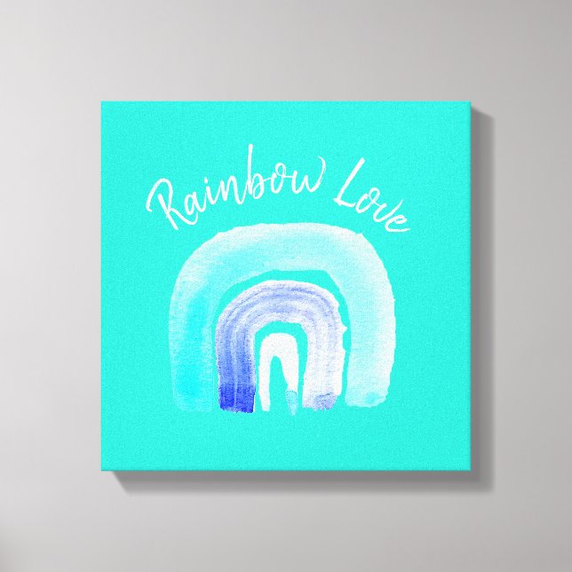 Blue Rainbow love watercolor Canvas Print (Front)