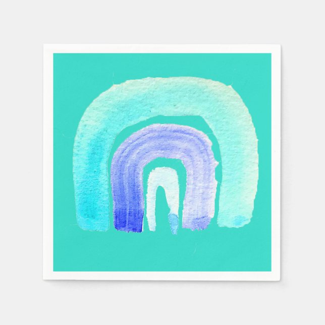 Blue Rainbow love watercolor Napkin (Front)