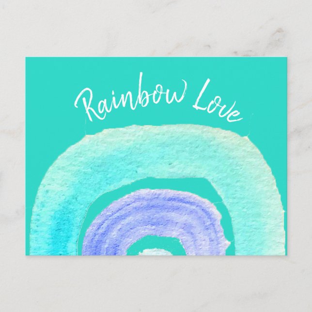 Blue Rainbow love watercolor Postcard (Front)