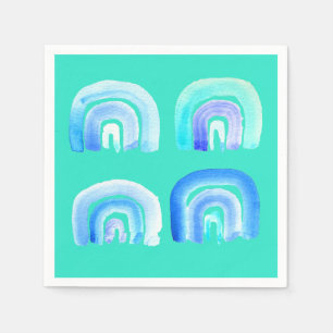 Blue rainbow retro turquoise napkin