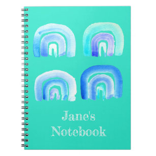 Blue rainbow retro turquoise notebook