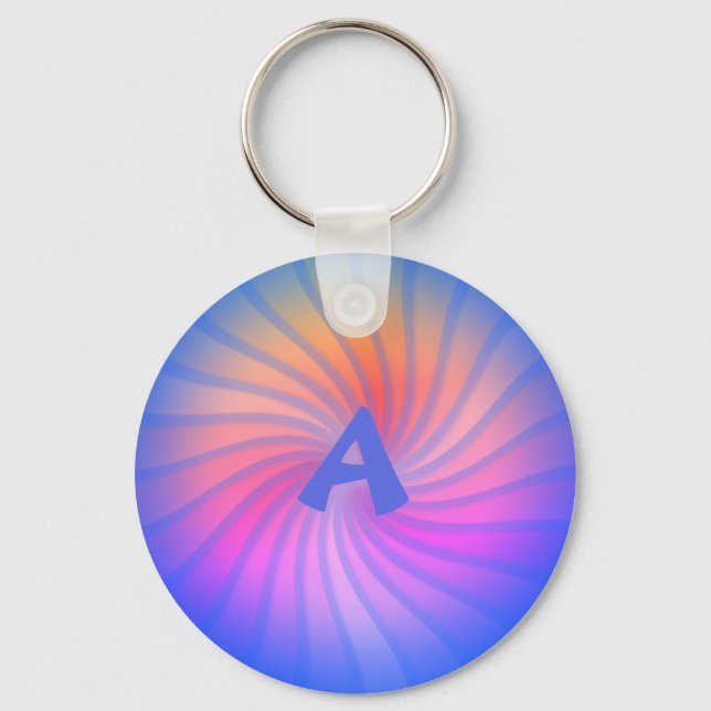 Blue Rainbow Spiral - Customisable Key Ring (Front)