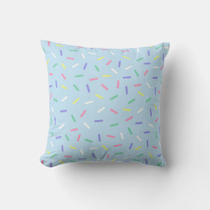 Blue rainbow sprinkles confetti fun colourful  cushion