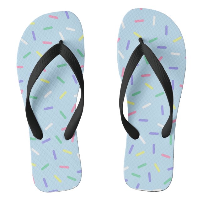 Blue rainbow sprinkles confetti fun colourful  flip flops (Footbed)