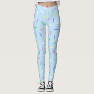 Blue rainbow sprinkles confetti fun colourful  leggings