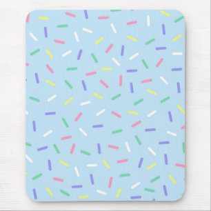 Blue rainbow sprinkles confetti fun colourful mouse mat