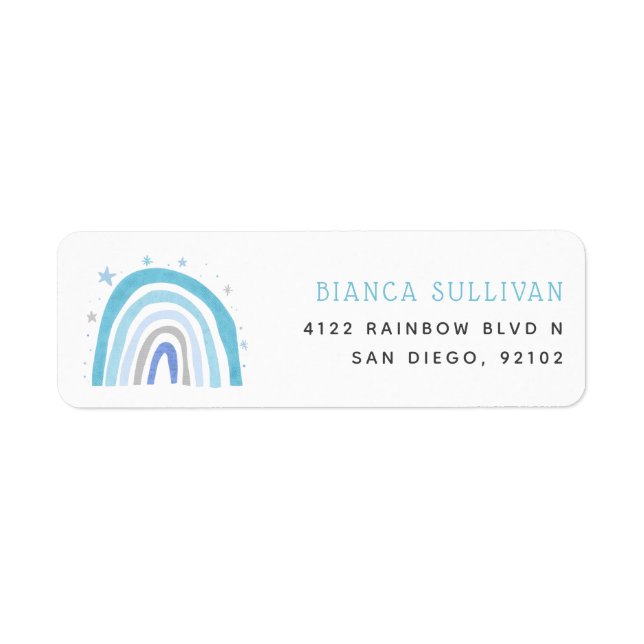 Blue Rainbow Stars Return Address (Front)