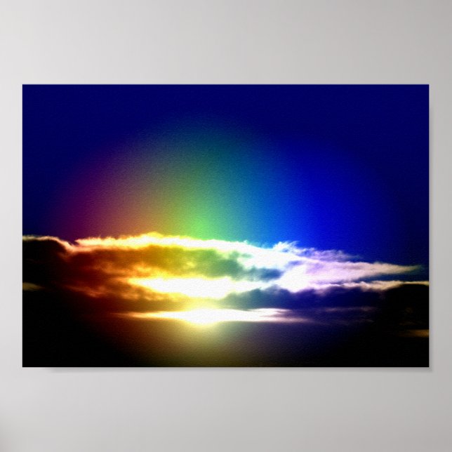 Blue Rainbow Sunset Sky Poster (Front)
