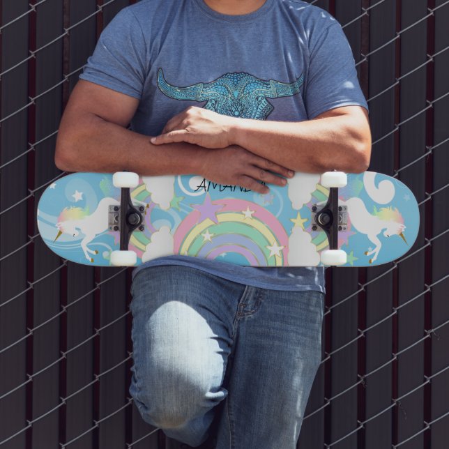 Blue Rainbow Unicorn Skateboard (Outdoor 3)