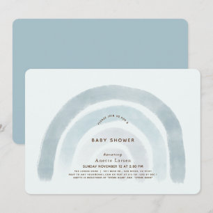 Blue Rainbow Watercolor Boy Baby Shower Invitation
