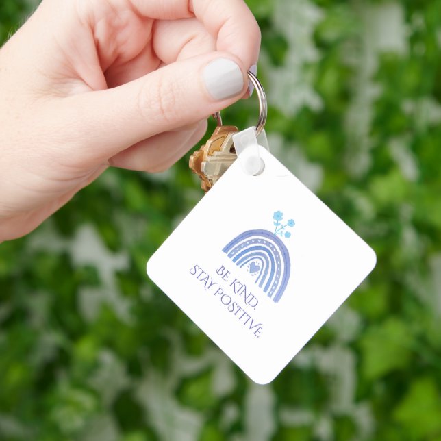 blue rainbow with flower  key ring (Hand)