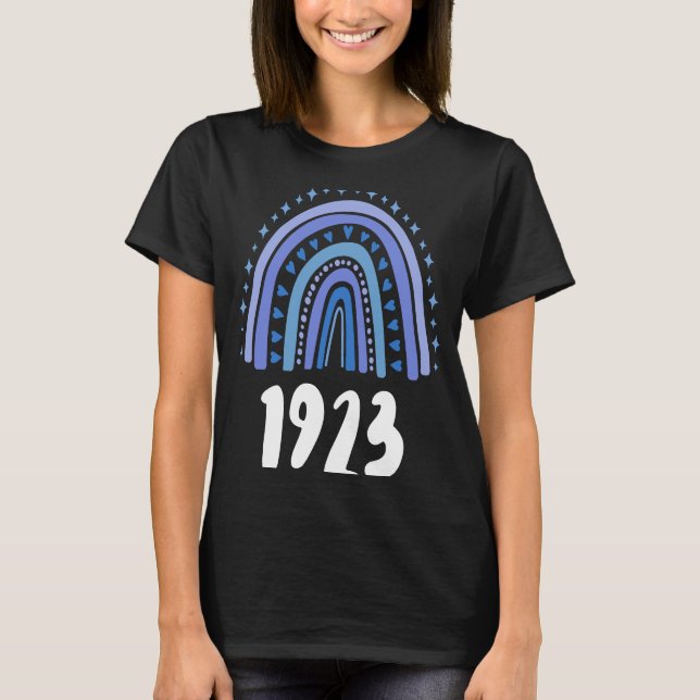 Blue Rainbow Year Of Birth 1923 Birthday T-Shirt (Front)