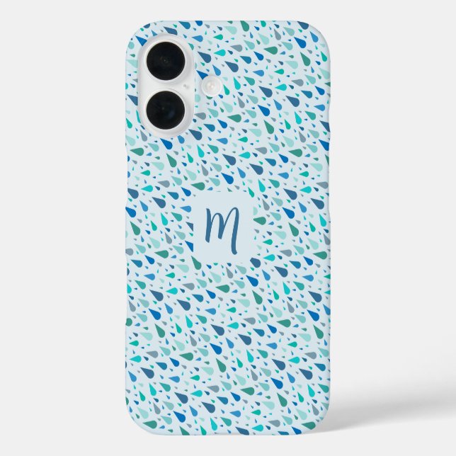Blue raindrops custom monogram Case-Mate iPhone case (Back)