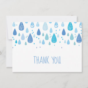 Blue Raindrops Thank You Card