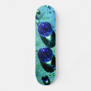 Blue Raindrops Water Pearls Macro Funny Photo - Skateboard