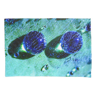 Blue Raindrops Water Pearls Photo on Pillow-Cover Pillowcase