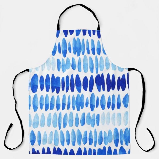 Blue Raindrops: Watercolor Seamless Abstract Apron (Front)