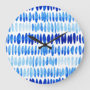 Blue Raindrops: Watercolor Seamless Abstract Large Clock