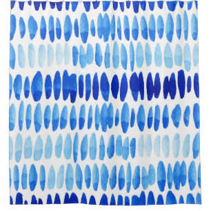 Blue Raindrops: Watercolor Seamless Abstract Shower Curtain