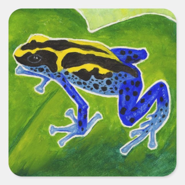 Blue Rainforest Frog Square Sticker (Front)