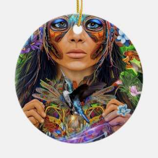 Blue Rainforest Woman Ceramic Tree Decoration