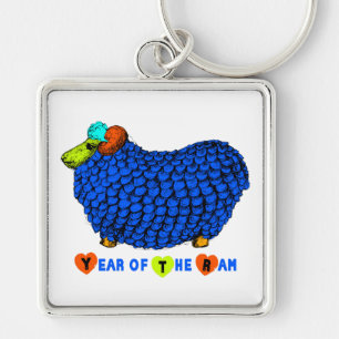 Blue Ram Chinese New Year Zodiac Keychain