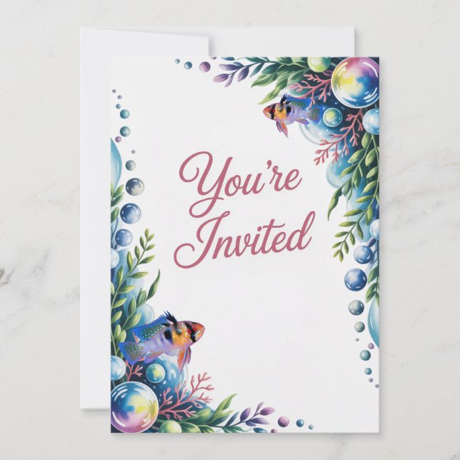 Blue Ram Cichlids Wedding Party Invitation  (Front)