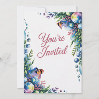 Blue Ram Cichlids Wedding Party Invitation