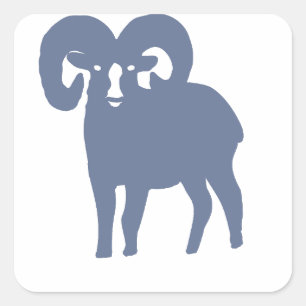 Blue Ram Silhouette Square Sticker
