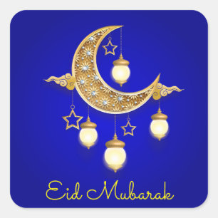 Blue Ramadan Kareem -Eid Mubarak Square Sticker