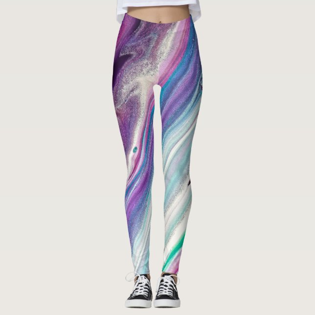 blue raspberry abstract leggings (Front)