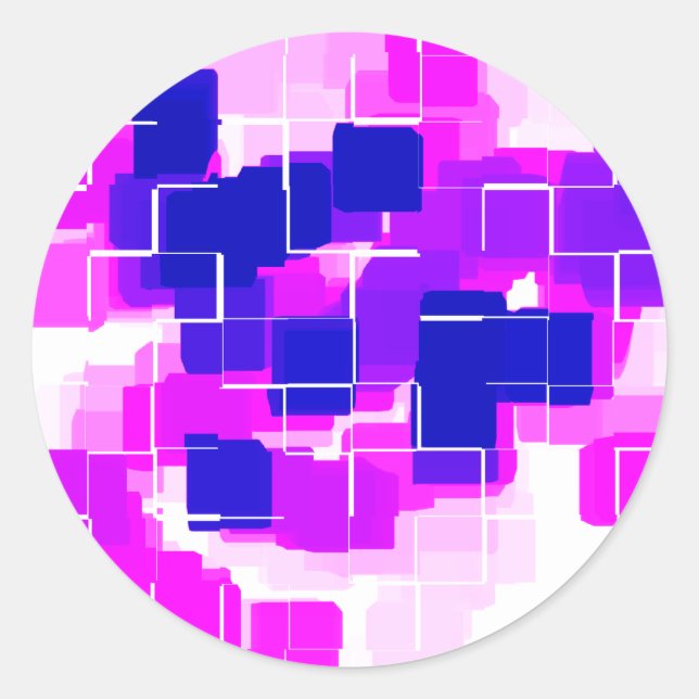 "Blue Raspberry" Geometric Art Classic Round Sticker (Front)