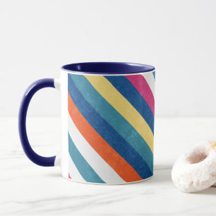 Blue Raspberry Orange Yellow White Stripes Pattern Mug