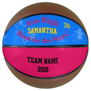 Blue Raspberry Personalised Name Stars Basketball