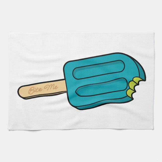 Blue Raspberry Popsicle Bite Me Kitchen Towel (Horizontal)
