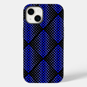 Blue Raster Pattern 01 Black BG Case-Mate iPhone 14 Case