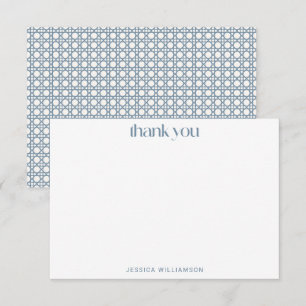 Blue Rattan Cane Weave Personalised Names Shower Thank You Card