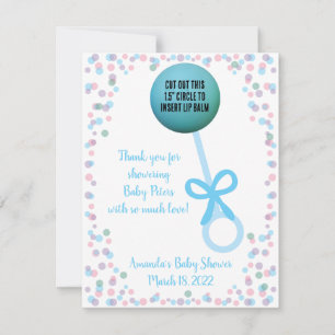 Blue Rattle EOS Lip Balm Baby Shower Favour Invitation