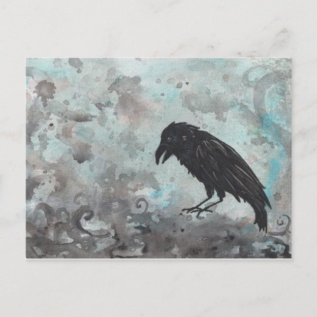 Blue Raven Crow abstract postcard (Front)
