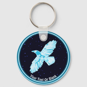 Blue Raven On Stars Key Ring