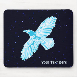 Blue Raven On Stars Mouse Mat