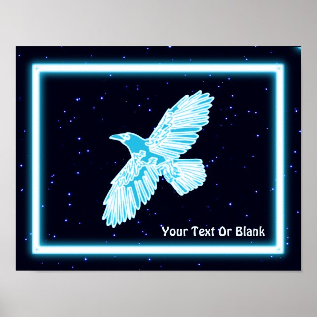Blue Raven On Stars Poster (Front)