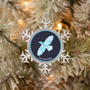 Blue Raven On Stars Snowflake Pewter Christmas Ornament