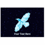 Blue Raven Photo Sculpture Magnet<br><div class="desc">A simple,  glowing,  blue-and-white line image of a Raven (Corvus corax) on a starry background image. Add your own text.</div>