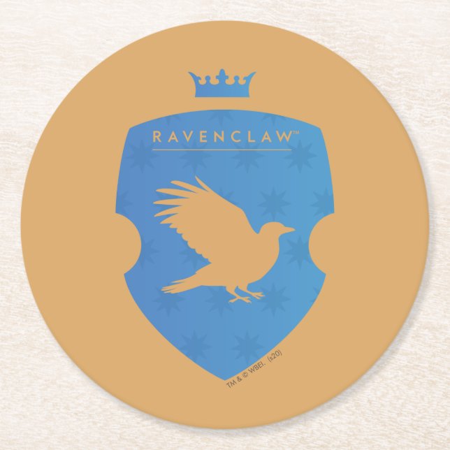 Blue RAVENCLAW™ Crowned Crest Round Paper Coaster (Front)