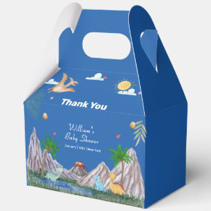 Blue Rawr Volcano Mountain Dinosaur Baby Shower Favour Box