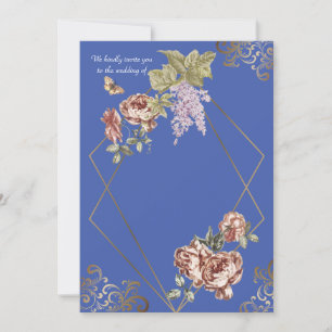 Blue Ray of Floral Wedding Invitation Card