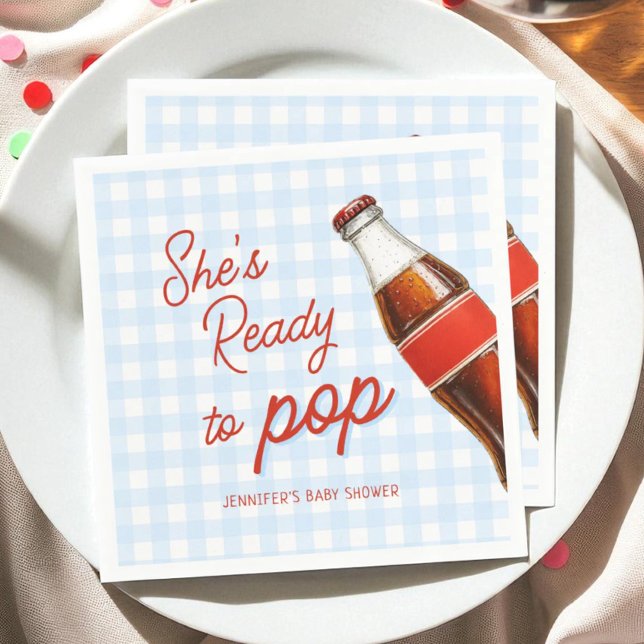 Blue Ready To Pop Soda Pop Cola Baby Shower Napkin (Creator Uploaded)