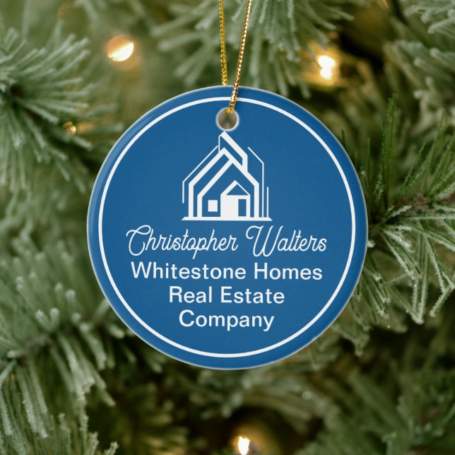 Blue Real Estate Company Personalized Realtor Ceramic Tree Decoration (Tree)